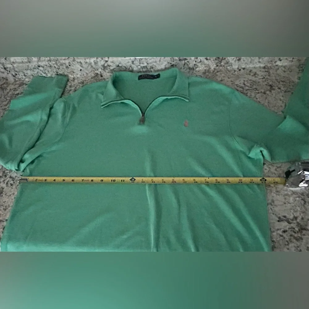 Polo Ralph Lauren 1/4 Zip Mint Green Mock Neck Pullover Sweater Pony Size XL - Picture 10 of 11